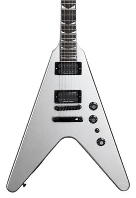 Gibson Dave Mustaine Flying V EXP Silver Metallic with Case Body View